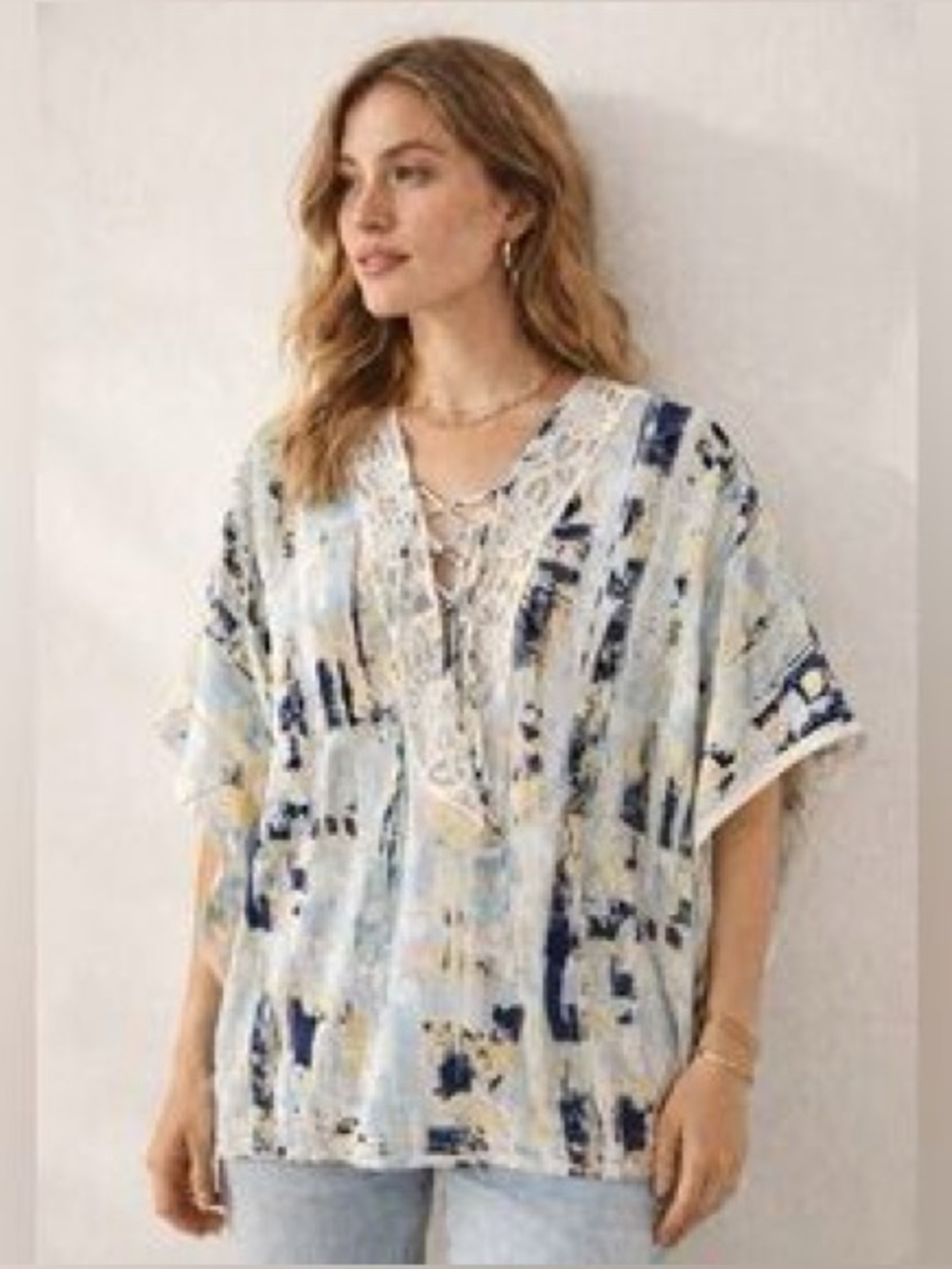Anthropologie Solane Rouge Abstract Print Tunic size m/l